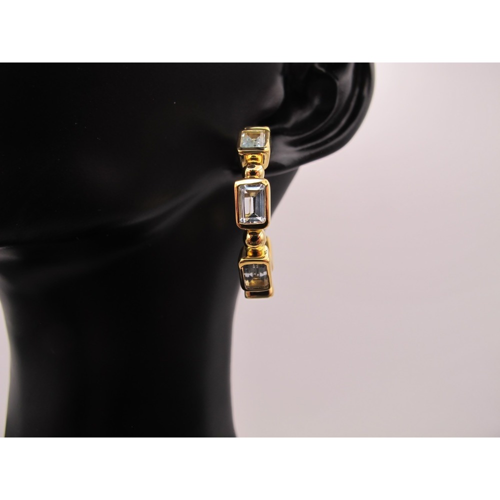 Natural 8.5 ct Blue Topaz Hoop Earrings with Bezel Setting